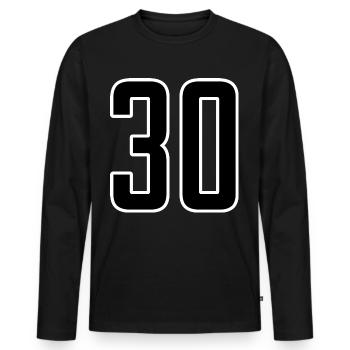 30 Numéro 30 ans anniversaire - T-shirt manches longues Premium bio Homme - noir - Devant - Nico (187cm)
