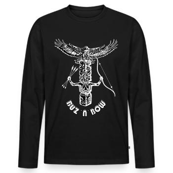 Buz n Bow - T-shirt manches longues Premium bio Homme - noir - Devant - Nico (187cm)