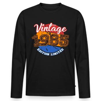 Vintage Birthday Gift 1985 Limited Edition - Men's Premium Organic Long Sleeve Shirt - black - Front - Nico (187cm)