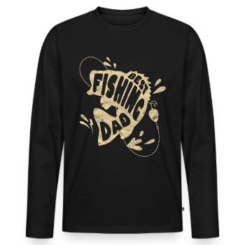 Cadeau de pêcheur pour hommes Pêche Fête des pères Hommes - T-shirt manches longues Premium bio Homme - noir - Devant - Nico (187cm)