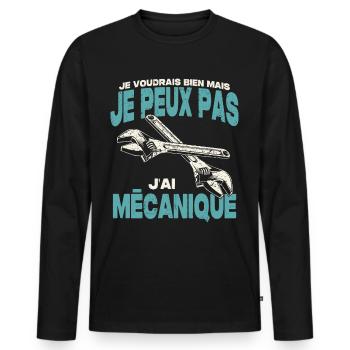 Je peux pas j'ai mécanique. - T-shirt manches longues Premium bio Homme - noir - Devant - Nico (187cm)