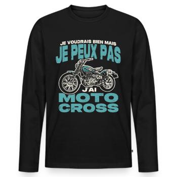 Je peux pas j'ai moto cross. - T-shirt manches longues Premium bio Homme - noir - Devant - Nico (187cm)
