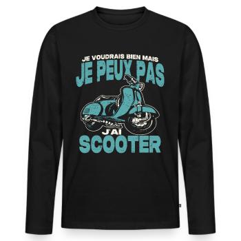 Je peux pas j'ai scooter. - T-shirt manches longues Premium bio Homme - noir - Devant - Nico (187cm)