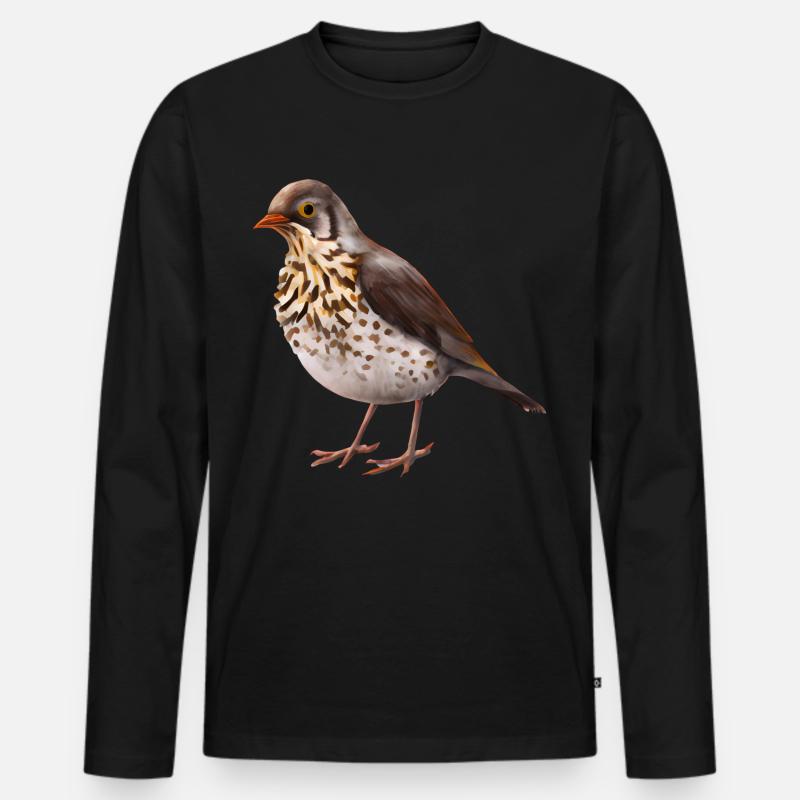 Drossel Vogel - Männer Premium Bio Langarmshirt - Schwarz