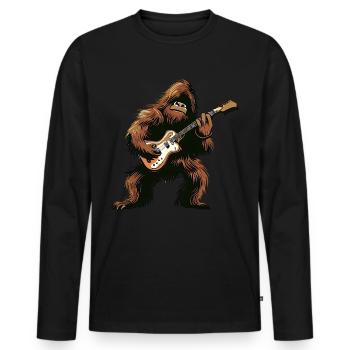 Bigfoot joue de la guitare - T-shirt manches longues Premium bio Homme - noir - Devant - Nico (187cm)