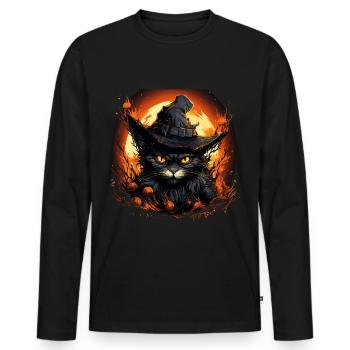 Halloween Angry Cat - Men's Premium Organic Long Sleeve Shirt - black - Front - Nico (187cm)