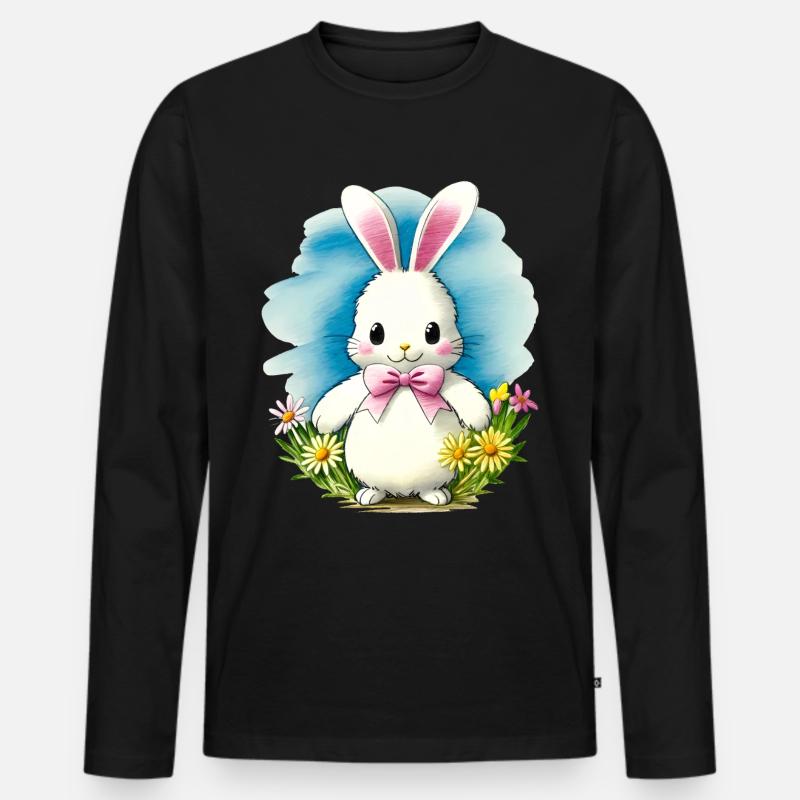Hase Frühling Geschenk - Männer Premium Bio Langarmshirt - Schwarz