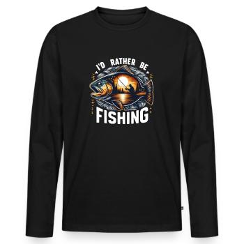 I'D Rather Be Fishing - Men's Premium Organic Long Sleeve Shirt - black - Front - Nico (187cm)