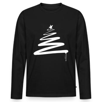 arbre de Noël arbre de Noël graffiti - T-shirt manches longues Premium bio Homme - noir - Devant - Nico (187cm)