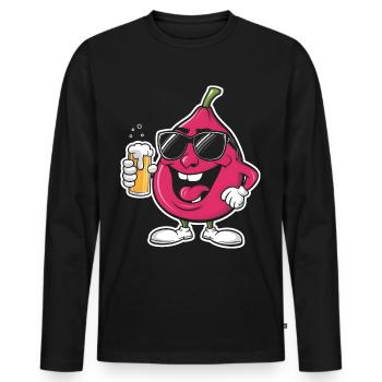Feige Bier - Männer Premium Bio Langarmshirt - Schwarz - Vorne - Nico (187cm)