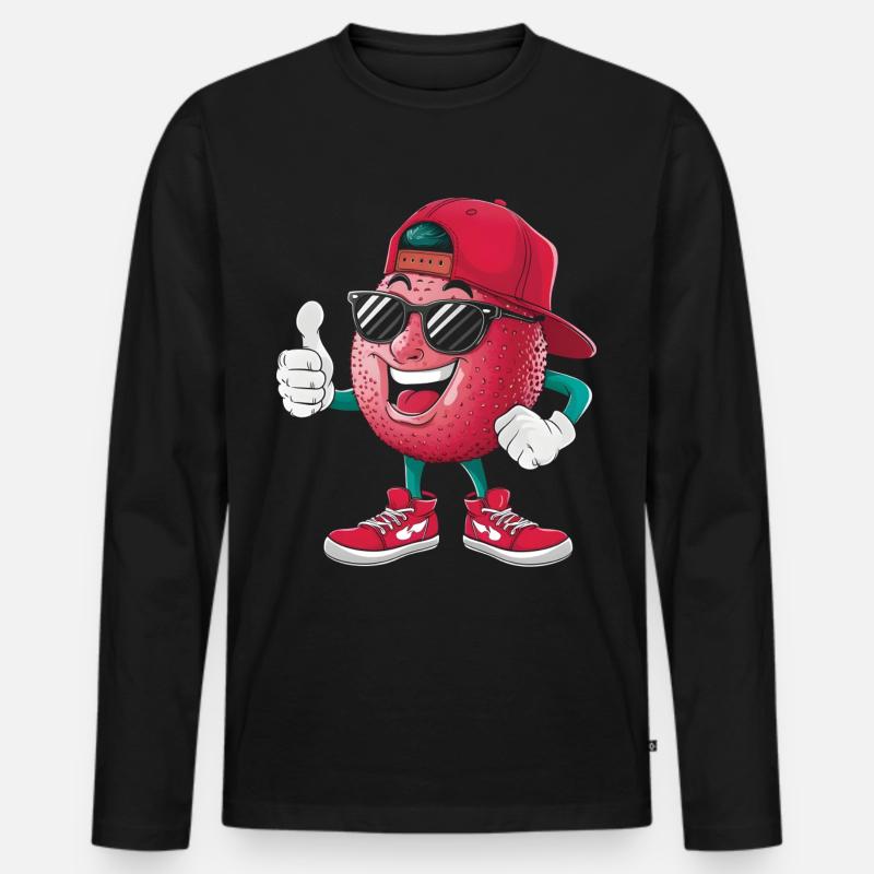 Litschi - Männer Premium Bio Langarmshirt - Schwarz