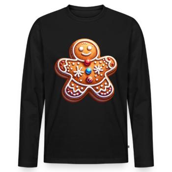 Lebkuchen Plätzchen Backen Advent - Männer Premium Bio Langarmshirt - Schwarz - Vorne - Nico (187cm)