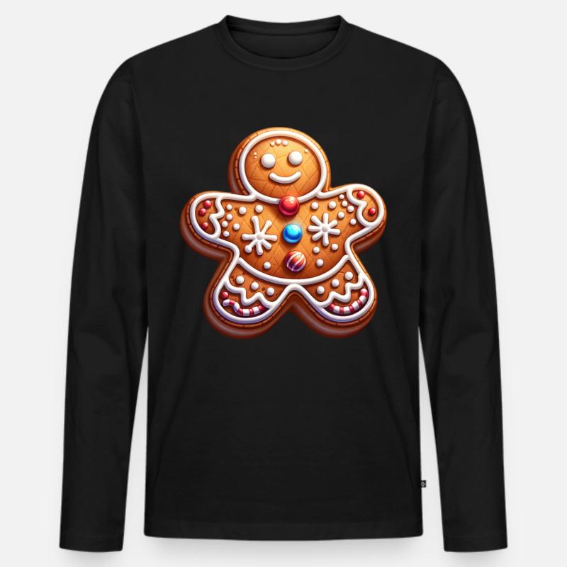 Lebkuchen Plätzchen Backen Advent - Männer Premium Bio Langarmshirt - Schwarz