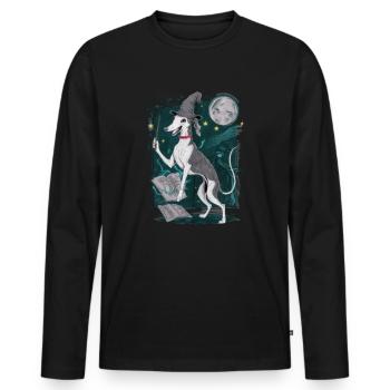 Lévrier magique en tenue de sorcier pour sorcier - T-shirt manches longues Premium bio Homme - noir - Devant - Nico (187cm)