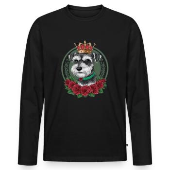 Königlicher Zwergschnauzer mit Krone Cartoon Stil - Männer Premium Bio Langarmshirt - Schwarz - Vorne - Nico (187cm)