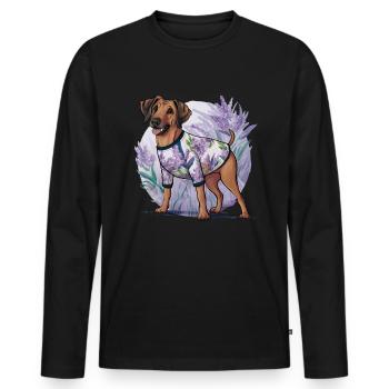 Rhodesian Ridgeback Lion Dog in Cartoon Style - Men's Premium Organic Long Sleeve Shirt - black - Front - Nico (187cm)