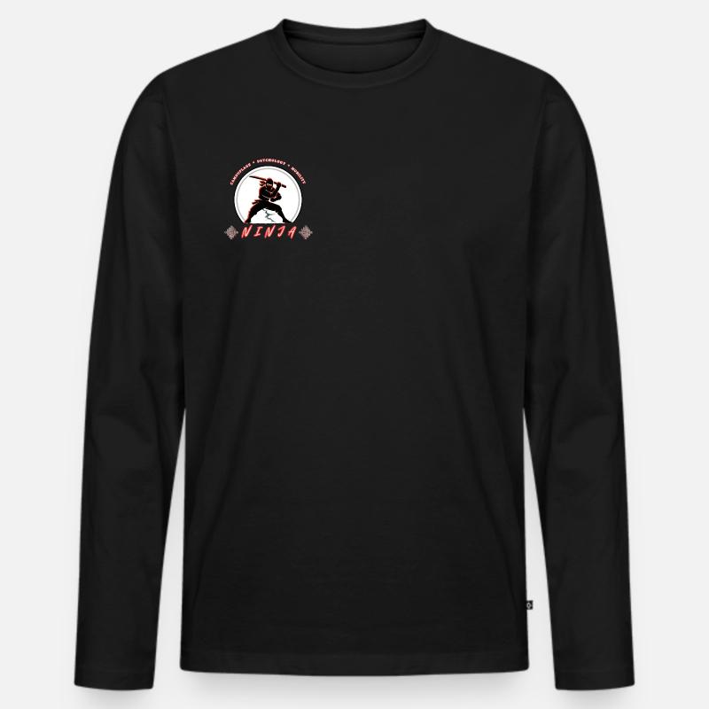 Ninja-Krieger-Emblem – Kampfsport-Design - Männer Premium Bio Langarmshirt - Schwarz