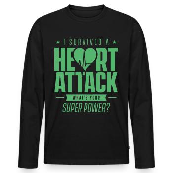 I survived a heart attack - Men's Premium Organic Long Sleeve Shirt - black - Front - Nico (187cm)