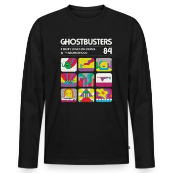 Ghostbusters Retro '84 Tiles - Men's Premium Organic Long Sleeve Shirt - black - Front - Nico (187cm)