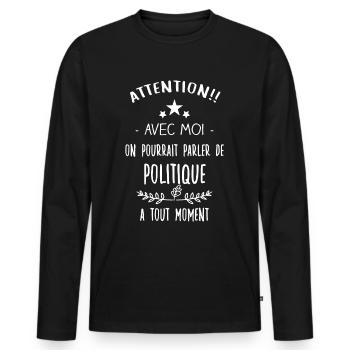 J'ai politique - T-shirt manches longues Premium bio Homme - noir - Devant - Nico (187cm)