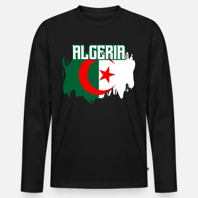 Algerien - Männer Premium Bio Langarmshirt - Schwarz