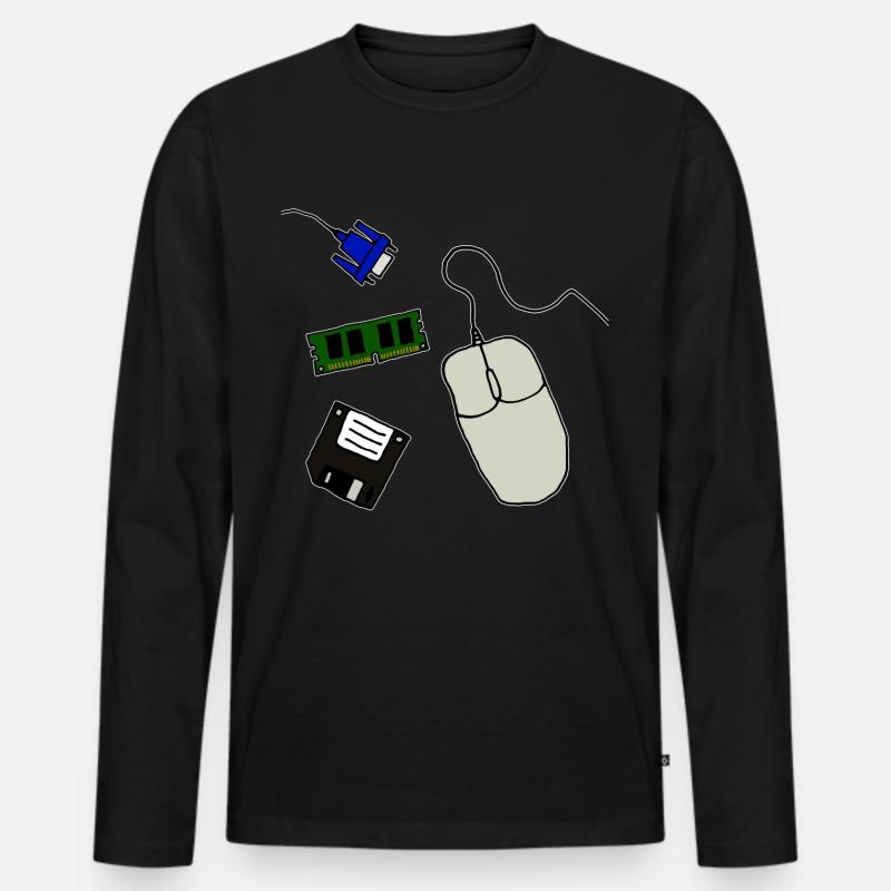 Retro Computer - Männer Premium Bio Langarmshirt - Schwarz