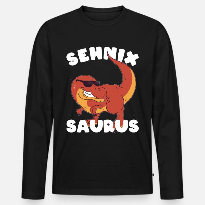 Dinosaurier Spruch Dino Witz Geschenk - Männer Premium Bio Langarmshirt - Schwarz