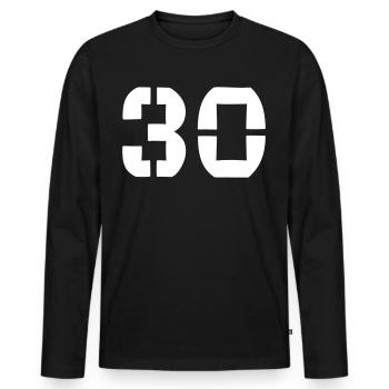 30 - Number - Birthday - Men's Premium Organic Long Sleeve Shirt - black - Front - Nico (187cm)
