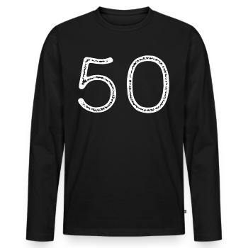 50 - Number - Birthday - Men's Premium Organic Long Sleeve Shirt - black - Front - Nico (187cm)