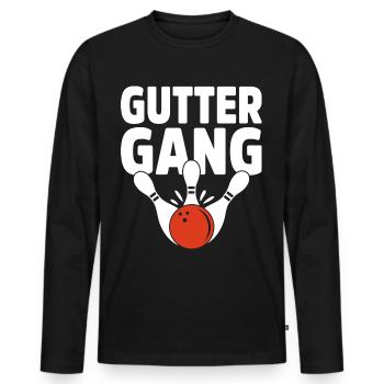 Bowling Bowler Gutter Strike Replacement Needles - Men's Premium Organic Long Sleeve Shirt - black - Front - Nico (187cm)