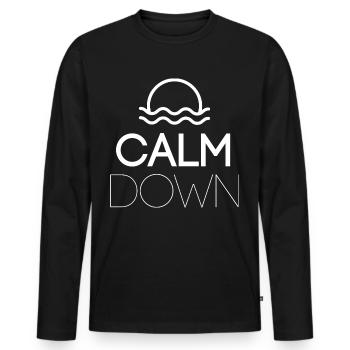 Relaxation and relaxation. Just Calm Down - Men's Premium Organic Long Sleeve Shirt - black - Front - Nico (187cm)