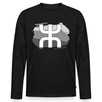 Drapeau Amazigh en Négatif Noir et Blanc - T-shirt manches longues Premium bio Homme - noir - Devant - Nico (187cm)