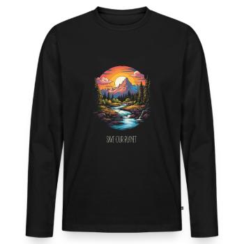 Sauvons notre planète - Protection de l’environnement Protection du climat - T-shirt manches longues Premium bio Homme - noir - Devant - Nico (187cm)