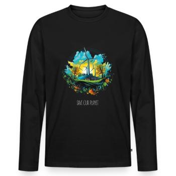 Sauvons notre planète - Protection de l’environnement Protection du climat - T-shirt manches longues Premium bio Homme - noir - Devant - Nico (187cm)