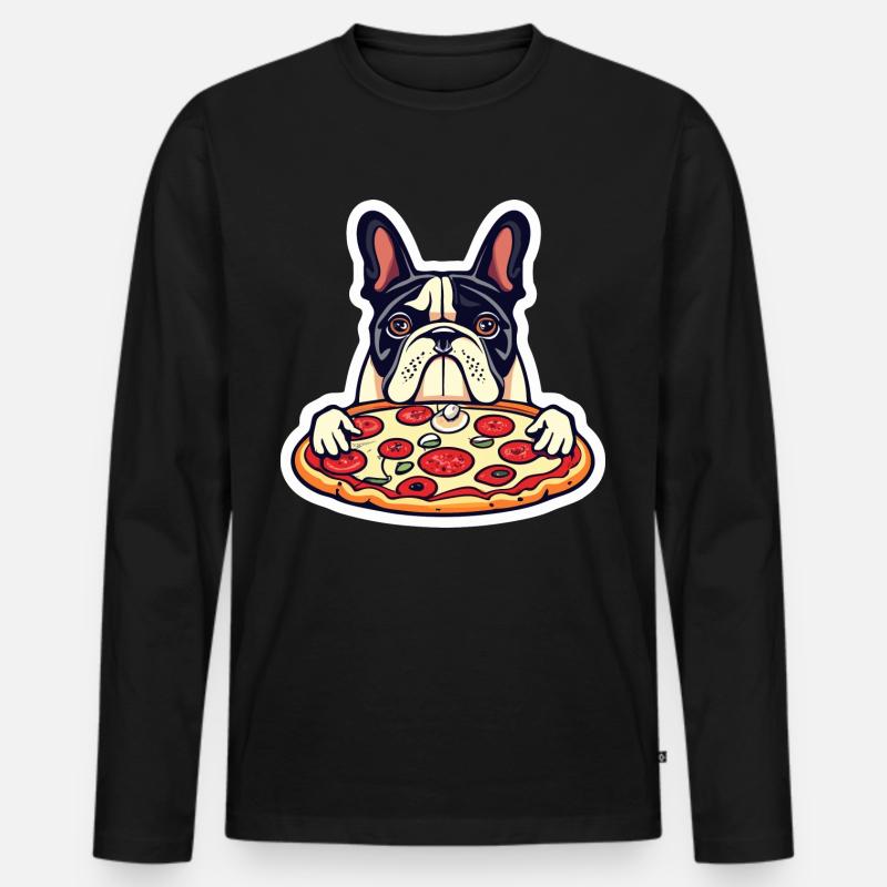 Pizza - Männer Premium Bio Langarmshirt - Schwarz