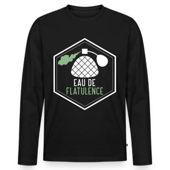 Eau De Flatulence - Furz Geschenk Furzen - Männer Premium Bio Langarmshirt - Schwarz - Vorne - Nico (187cm)
