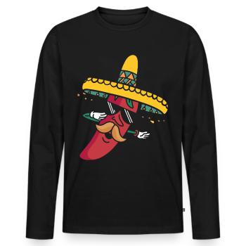 Paprika Chili scharf - Männer Premium Bio Langarmshirt - Schwarz - Vorne - Nico (187cm)