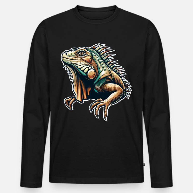 Leguan - Männer Premium Bio Langarmshirt - Schwarz