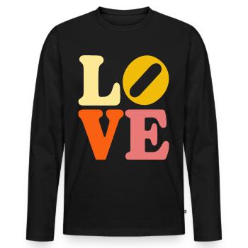 Signe de paix Amour des années 60 des années 70 Costume Groovy Hippie - T-shirt manches longues Premium bio Homme - noir - Devant - Nico (187cm)