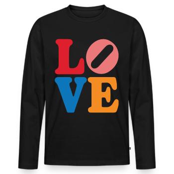 Signe de paix Amour des années 60 des années 70 Costume Groovy Hippie - T-shirt manches longues Premium bio Homme - noir - Devant - Nico (187cm)
