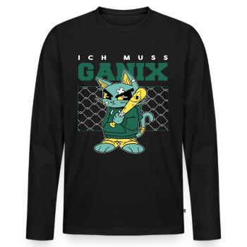 Je dois ganix ! - Dicton serein - T-shirt manches longues Premium bio Homme - noir - Devant - Nico (187cm)