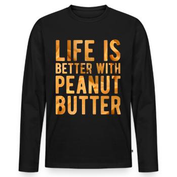 Journée du beurre de cacahuète Dire beurre de cacahuète - T-shirt manches longues Premium bio Homme - noir - Devant - Nico (187cm)