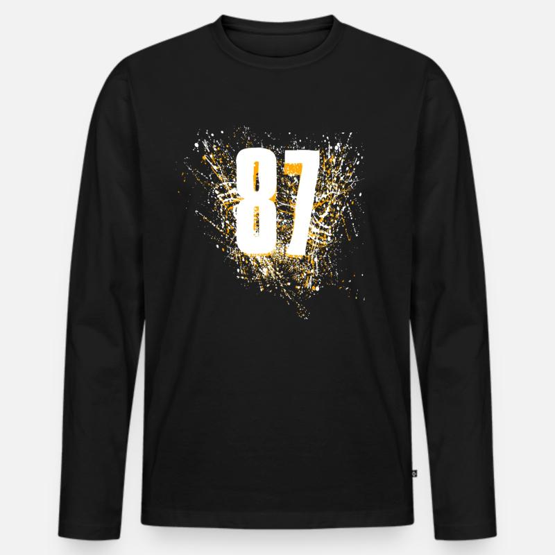 87 - Männer Premium Bio Langarmshirt - Schwarz