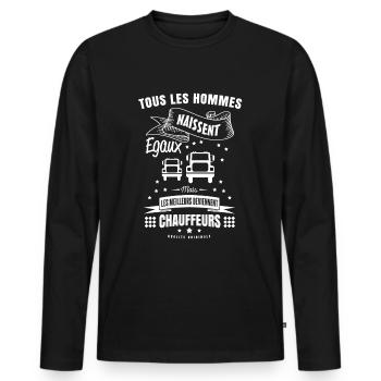 MEILLEUR CHAUFFEUR - T-shirt manches longues Premium bio Homme - noir - Devant - Nico (187cm)