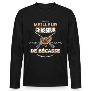 Meilleur chasseur de bécasse - T-shirt manches longues Premium bio Homme - noir - Devant - Nico (187cm)