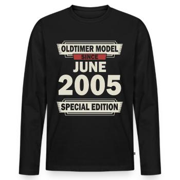 17ème Anniversaire Juin Vintage 2005 Idée Cadeau - T-shirt manches longues Premium bio Homme - noir - Devant - Nico (187cm)