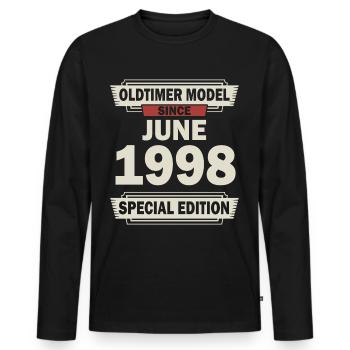 24th birthday June born 1998 Gift idea - Men's Premium Organic Long Sleeve Shirt - black - Front - Nico (187cm)