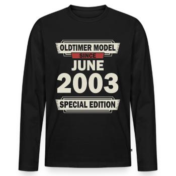 19ème anniversaire Juin Vintage 2003 Idée cadeau - T-shirt manches longues Premium bio Homme - noir - Devant - Nico (187cm)