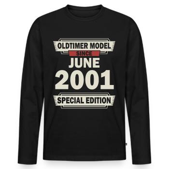 21. Geburtstag Juni Jahrgang 2001 Geschenkidee - Männer Premium Bio Langarmshirt - Schwarz - Vorne - Nico (187cm)