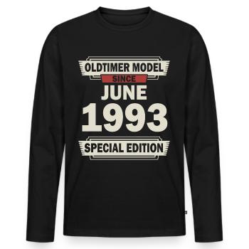 29. Geburtstag Juni Jahrgang 1993 Geschenkidee - Männer Premium Bio Langarmshirt - Schwarz - Vorne - Nico (187cm)